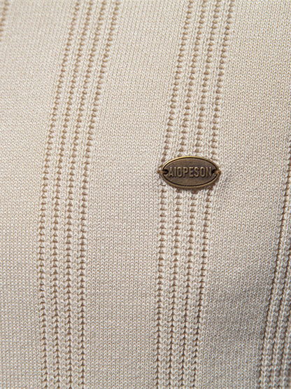 Męska koszulka polo z krótkim rękawem, jednokolorowa, o fakturze dzianinowej