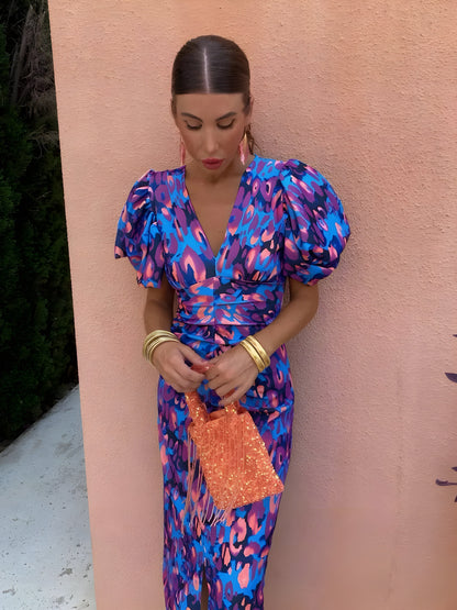 Honorata – Sukienka z plisowanymi rękawami